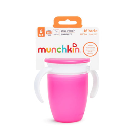  Munchkin® Miracle® 360 Trainer - Vaso para beber con asas, a  prueba de derrames, 7 onzas, paquete de 2, rosa/morado : Bebés
