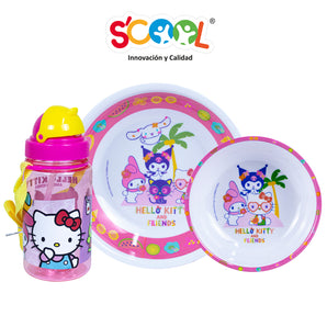 Set Melamine 3Pz C/Bot Pp Hello Kitty&Friends