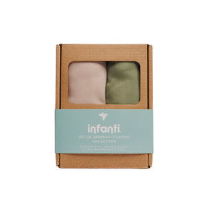 Pack x2 Sabanas Bajeras Colecho MM Beige Papel/Laurel