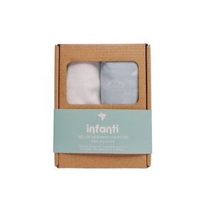 Pack x2 Sabanas Bajeras Colecho MM Nubes/Blanco Cremoso