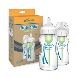 Set 2 Bib Vidrio Option+ Boca Ancha 9Oz.
