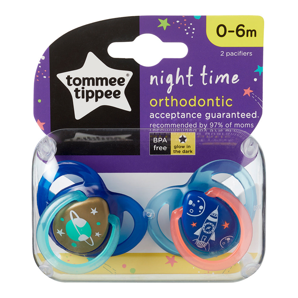 Chupones Night Time 0-6M Azul/Celeste X 2 Unidades